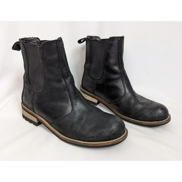Kodiak Shoes - KODIAK sz. 6.5 Alma Chelsea Boots Leather Black Pull Tab Back Stretch Winter